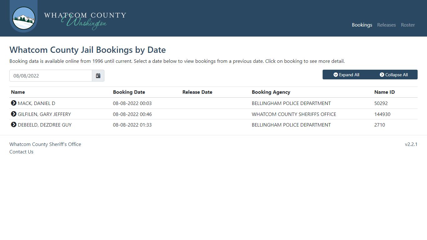 Whatcom County Sheriff's Office | Jail Bookings