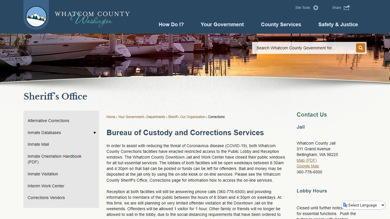 Bureau of Custody and Corrections ... - Whatcom County, WA